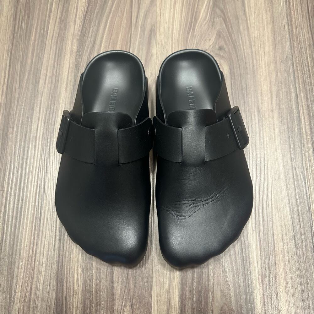 NEW Balenciaga UNISEX Black Leather Sunday Mules | FR/EU 37